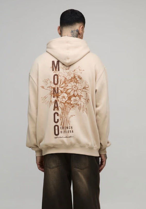 Tall Oversized Monaco Floral Printed Hoodie