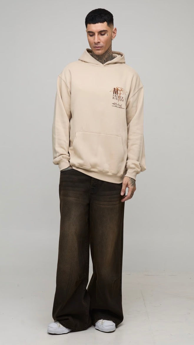 Tall Oversized Monaco Floral Printed Hoodie