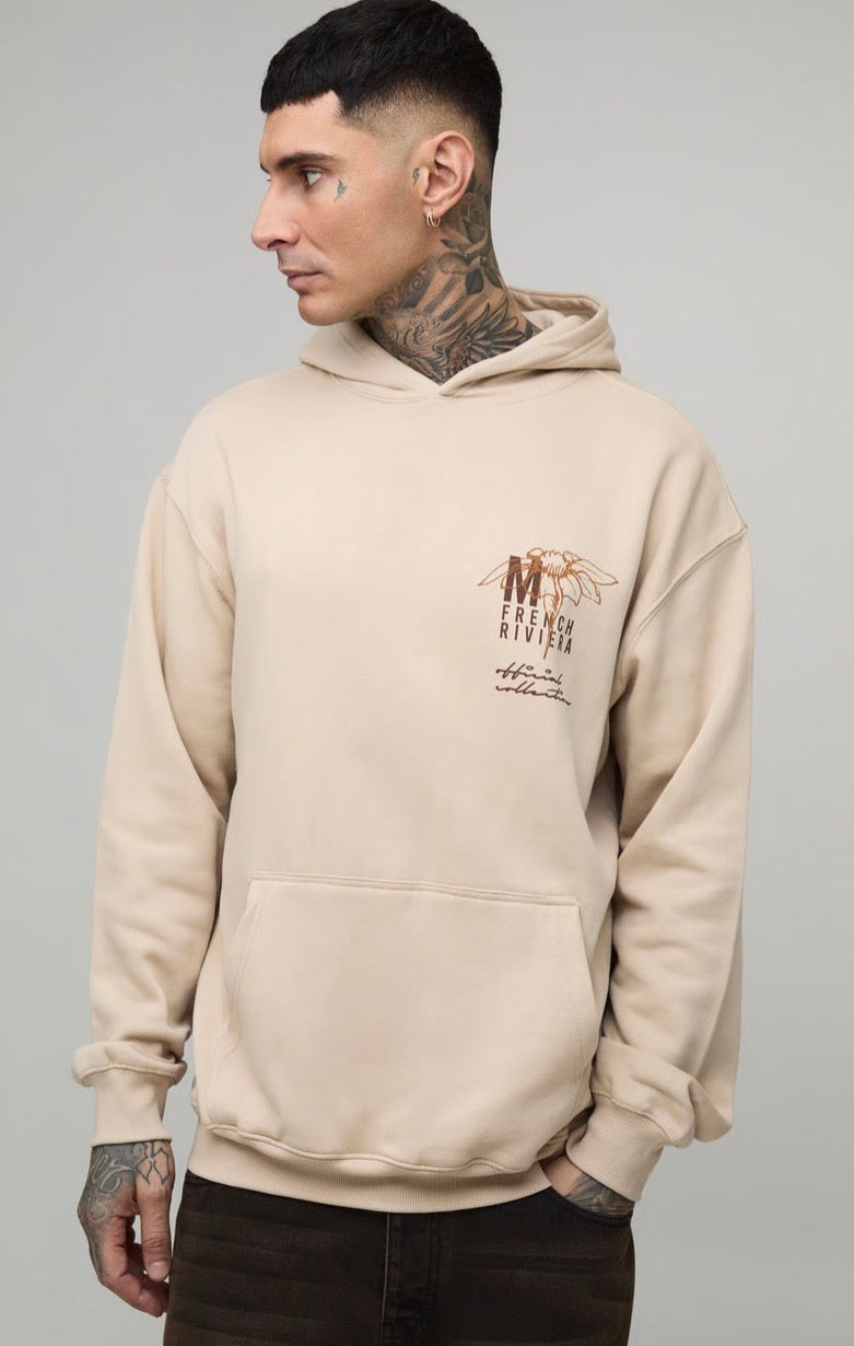 Tall Oversized Monaco Floral Printed Hoodie