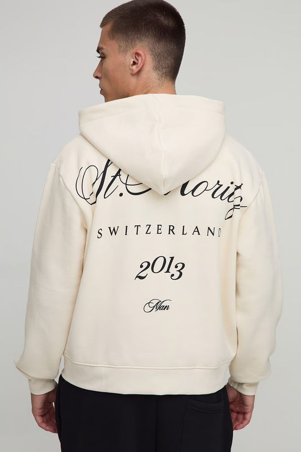 Oversized Boxy St. Moritz Graphic Zip Through Hoodie