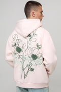 Oversized Floral Graphic Puff Print Zip Through Hoodie