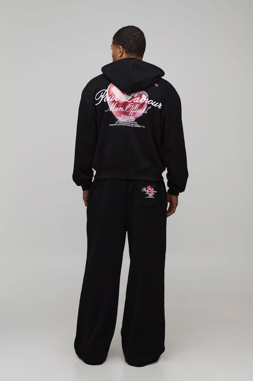 Extreme Wide Leg Heart Printed Jogger