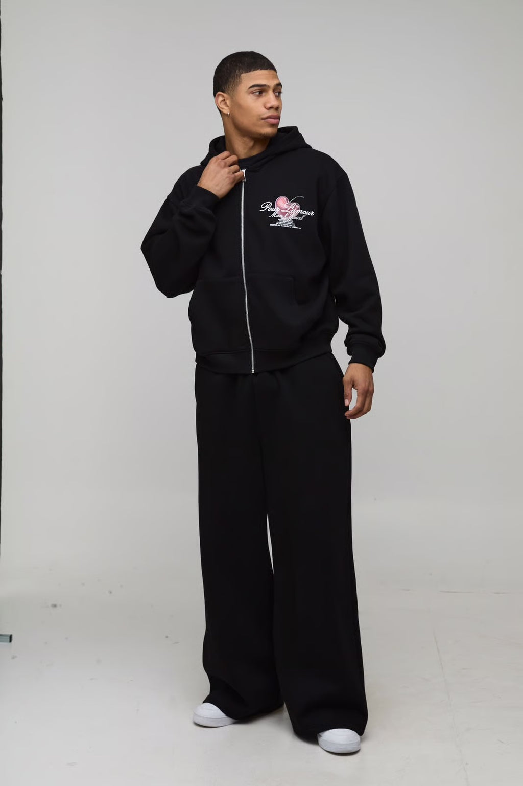 Extreme Wide Leg Heart Printed Jogger