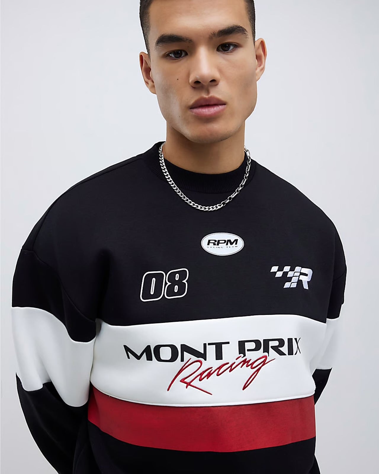 River Island Mens Sweatshirt Black Oversized Fit Mont Prix