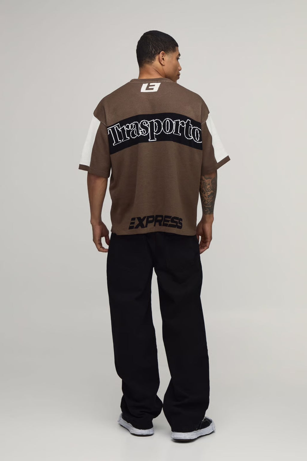 Oversized Moto Jacquard Knitted T-Shirt