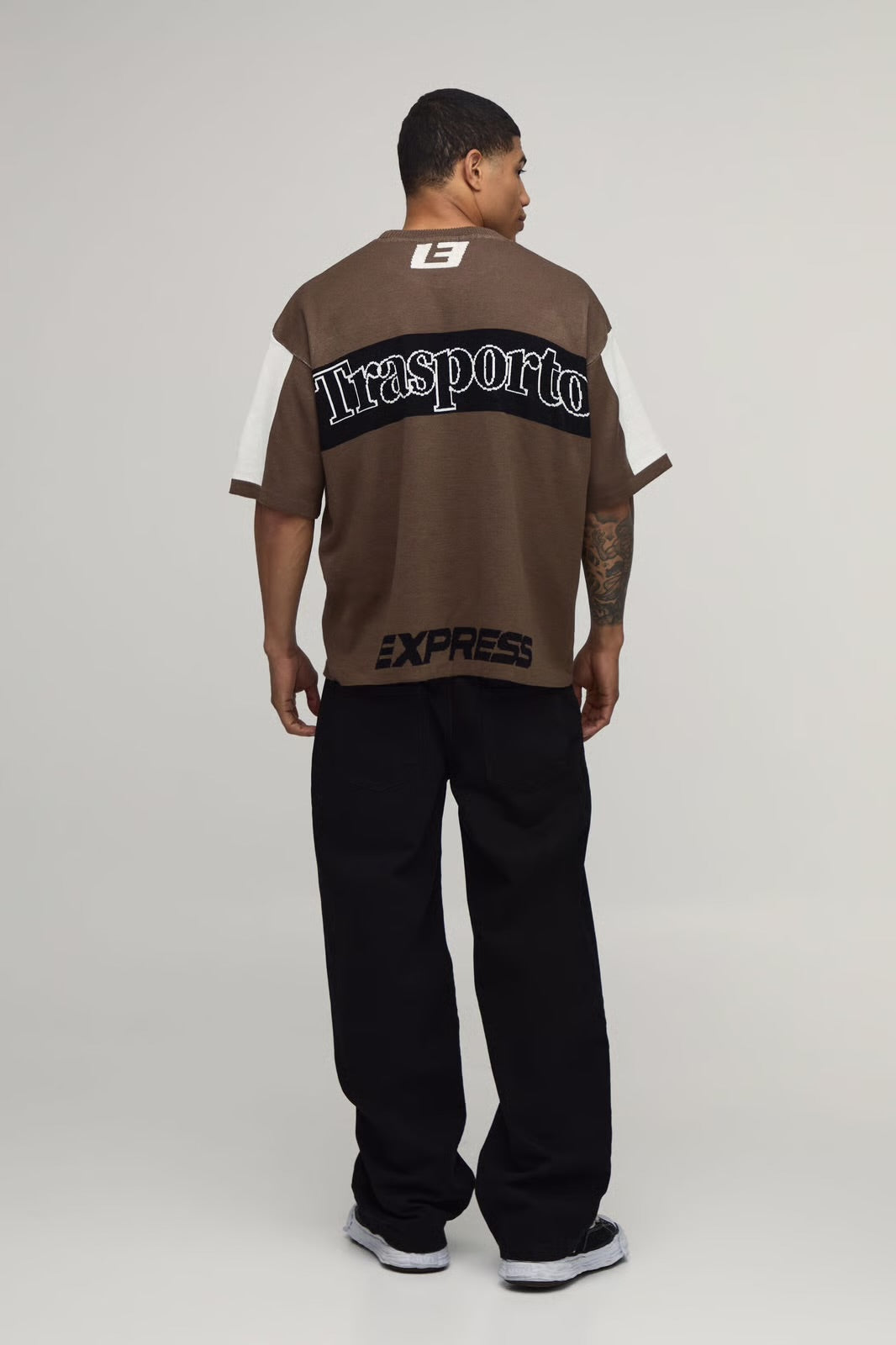 Oversized Moto Jacquard Knitted T-Shirt