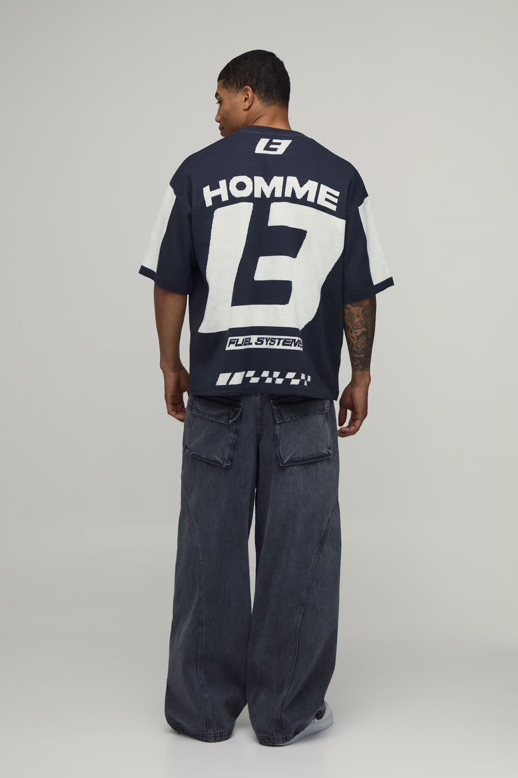 Oversized Moto Jacquard Knitted T-Shirt